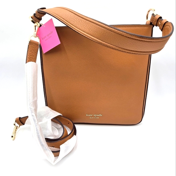 #37 NWT - Kate Spade New York Hudson Pebbled Leather Large Hobo Bag Bungalow - Picture 9 of 12